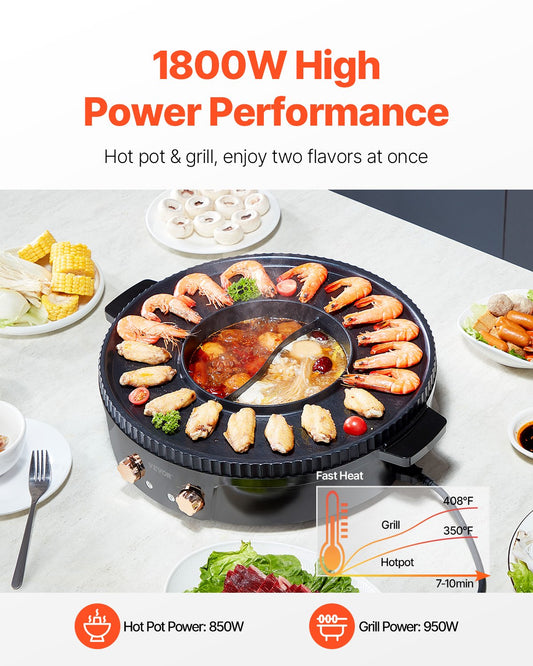 Hot Pot with Grill 1800W 2-in-1 Electric Smokeless Grill and Hot Pot V952-YXDHGHS1550WPJEZ7V3