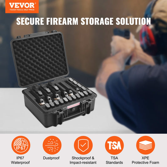Hard Pistol Cases with Pre-cut Lining Lockable Pistol Case for 6 Pistol V952-YZSQHRN6ZQ19VFKE2V0