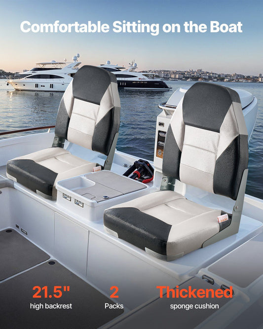 Boat Seat, High Backrest, Folding Fishing Boat Seat with Thickened Sponge Cushion & Waterproof PVC Leather, V952-ZDCZYGKB2JHHOSF4P001V0