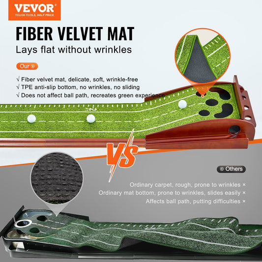 Golf Putting Mat, 5 Hole Indoor Golf Putting Green, Wrinkle-Free Golf Training Aid, Mini Golf Set with V952-ZFXKZDHQTGDLXXYSPV0