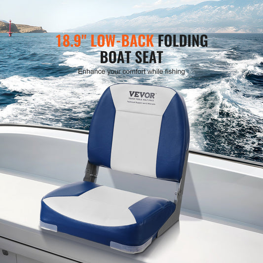 Boat Seat Low Back Fold-Down Fishing Boat Chair with Sponge Padding 2 Pack V952-ZHSKU00000000000057