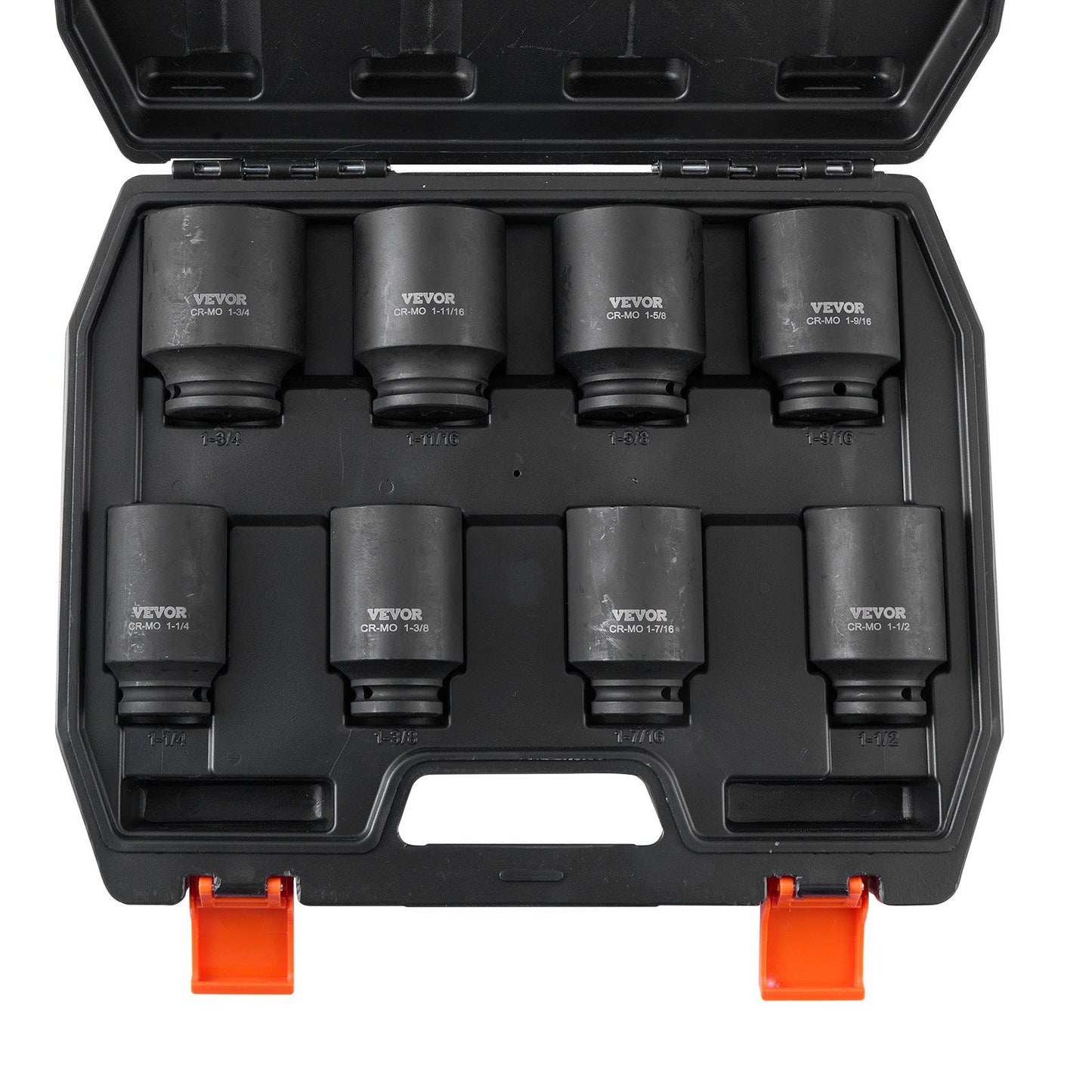 Axle Nut Impact Socket Set, 1/2" Drive Deep 6-Point 8-Piece SAE Spindle Nut Socket Set, CR-MO Heat Treated V952-ZLMTTCZLM126S59KUV0