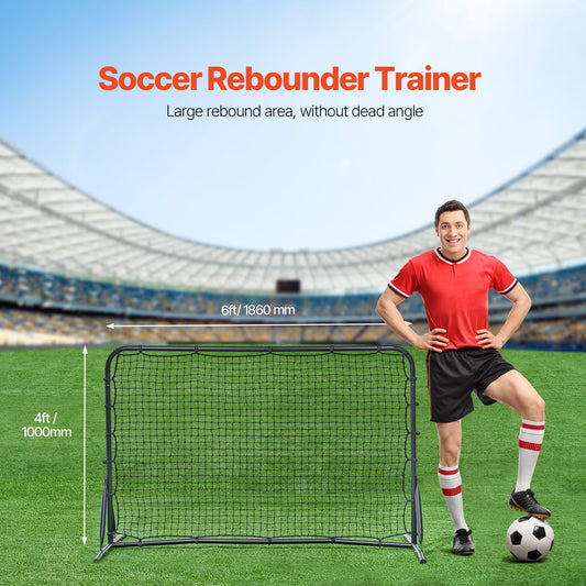 6x4FT Soccer Rebound Trainer Soccer Training Equipment Double-Sided Net V952-ZQHDWTZ64YCD591D1V0