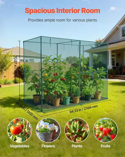 Crop Cage, 2.39 x 1.2 x 1.8 m Plant Protection Tent with Zippered Door, Wind-Resistant Tall Crop Cage, Easy V952-ZZBHZ1PCS984VTPLP001V0