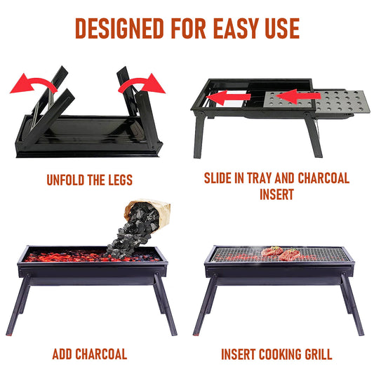 Charcoal BBQ Grill Folding Portable Camping Barbecue Grill Lightweight for Outdoor GrillingCamping Hiking V985-FOLDINGBBQGRILL