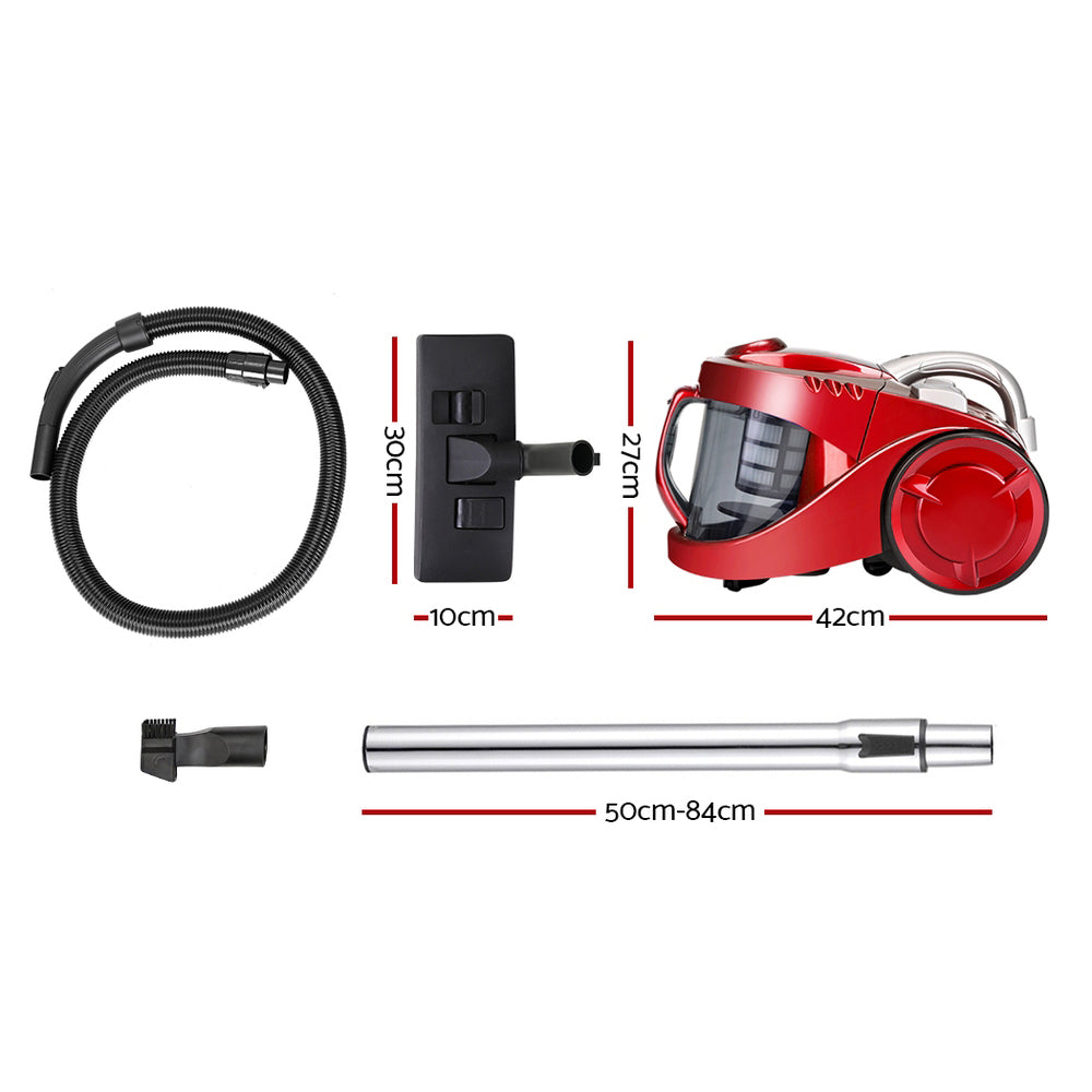 Devanti 2200W Bagless Vacuum Cleaner Red VAC-008-RD