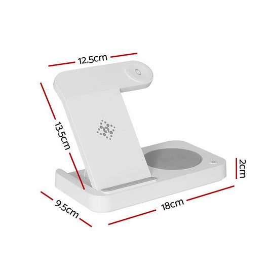 Devanti 4-in-1 Wireless Charger Dock Fast Charging for Phone White WC-A-101-WH