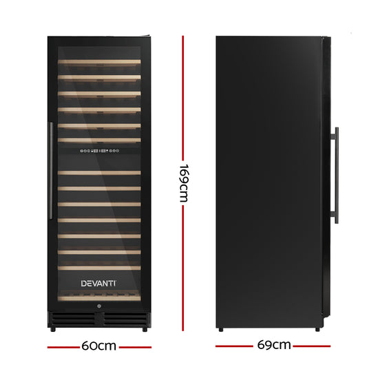 Devanti Wine Fridge Cooler Dual Zone 128 Bottles WC-C-408B-128B-BK