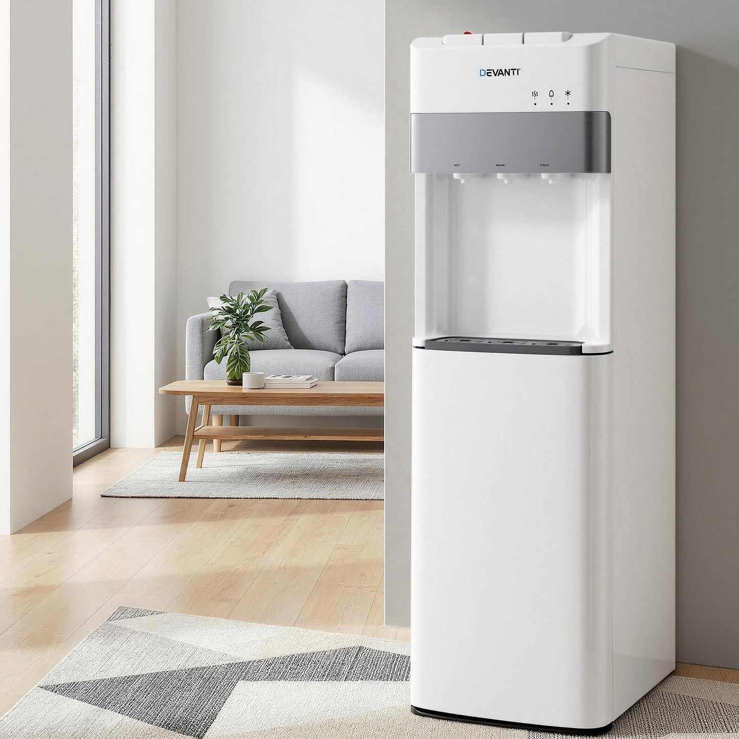 Devanti 3 Taps Water Cooler Dispenser Bottom Loading Dispenser Chiller Filter Purifier WD-617-3T-WH
