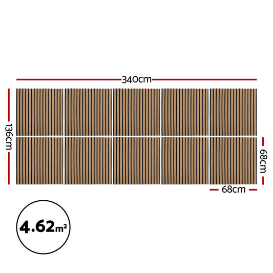 Artiss 10PCS Peel and Stick Wall Panels Tiles 68X68CM Self Adhesive for Home Office Studio Brown WP-68X68-10PCS-BR