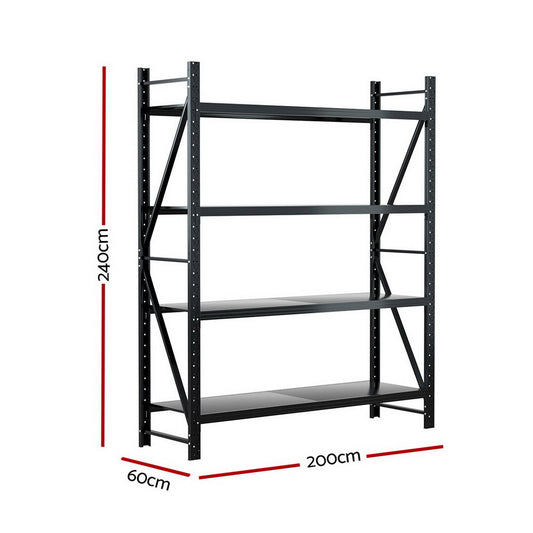 Giantz 2.4Mx2M Warehouse Shelving Garage Rack WR-F-20246-200BK-ABC