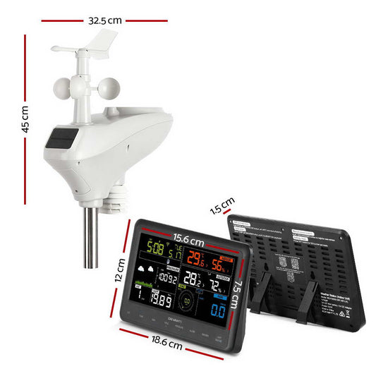 Devanti Wireless WiFi Professional Weather Station Solar Sensor LCD UV Light WS-H2950-WIFI-MF-UVL