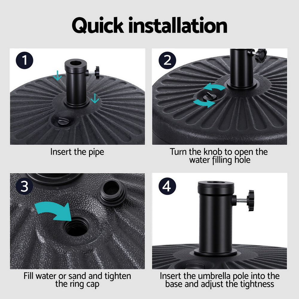 Instahut Outdoor Umbrella Base Weight Round Plastic Pole Holder 30-48mm Beach XFEL-BASE-UMB-51X12