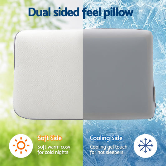 RoomSense Cooling Memory Foam Pillows Queen Size 1 Pack, Dual-Sided Bed Pillows for Hot Sleepers, 55D Solid XFKF-PL-1168R-WH