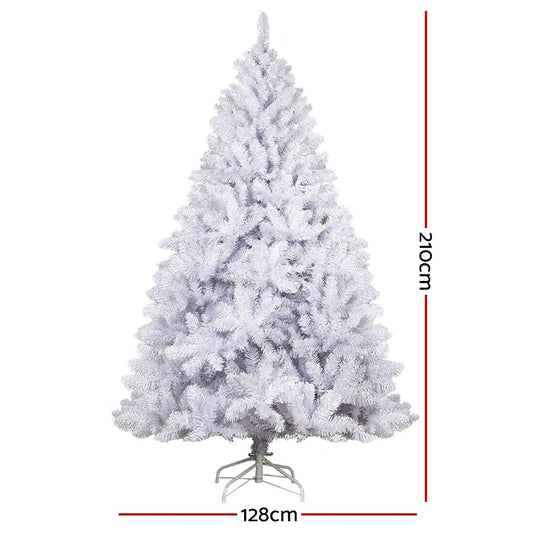 Jingle Jollys Christmas Tree 2.1m 1000 White Tips Xmas Tree Decorations XM-TR-WELL-7F-WH