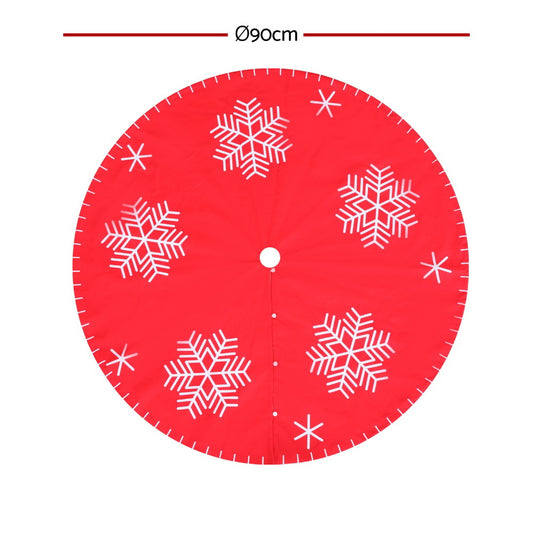 Jingle Jollys Christmas Tree Skirt 90cm Snowflake Ornaments Party Decorations XMAS-CARPET-REINDEER-90