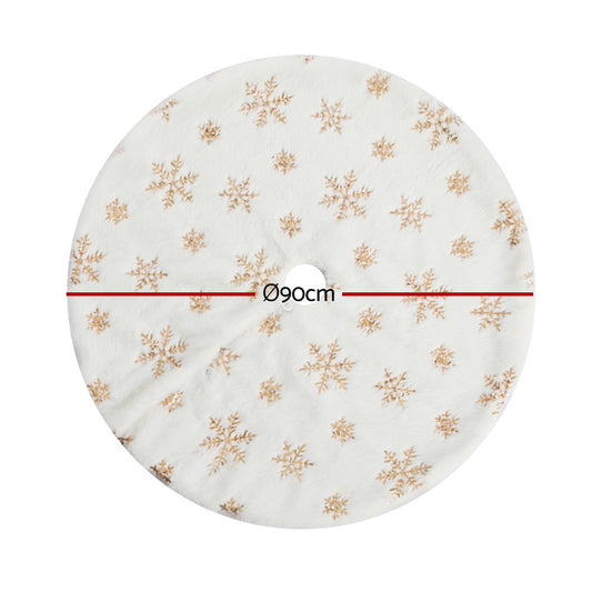 Jingle Jollys Christmas Tree Skirt 90cm Snowflake Ornaments Xmas Decorations XMAS-CARPET-SNOWFLAKE-90