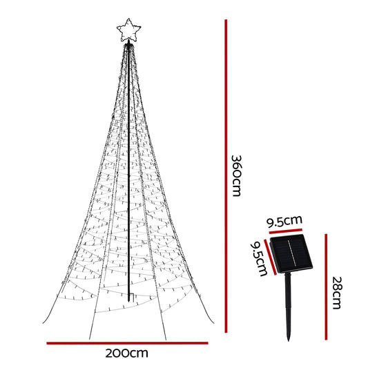3.6M Christmas Tree 800 LED Solar Net Lights Jingle Jollys XMAS-FAIRY-SOLAR-NET-12FT-WARM