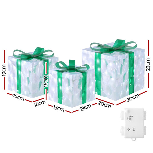 3 PCS Christmas Lights 70 LED Fairy Light Gift Box Jingle Jollys XMAS-MOT-GIFTBOX-GR
