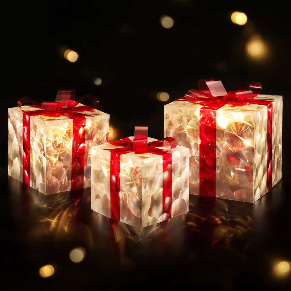 3 PCS Christmas Lights 70 LED Fairy Light Gift Box Jingle Jollys XMAS-MOT-GIFTBOX-RD