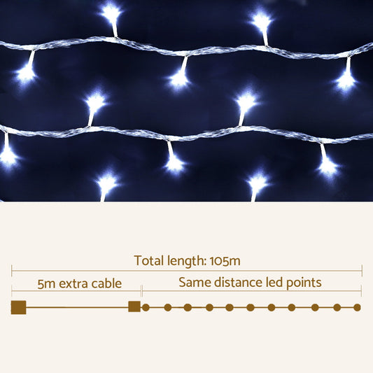100M Christmas Lights String Fairy Light 500 LED Cool White Jingle Jollys XMAS-ST500-100M-WH