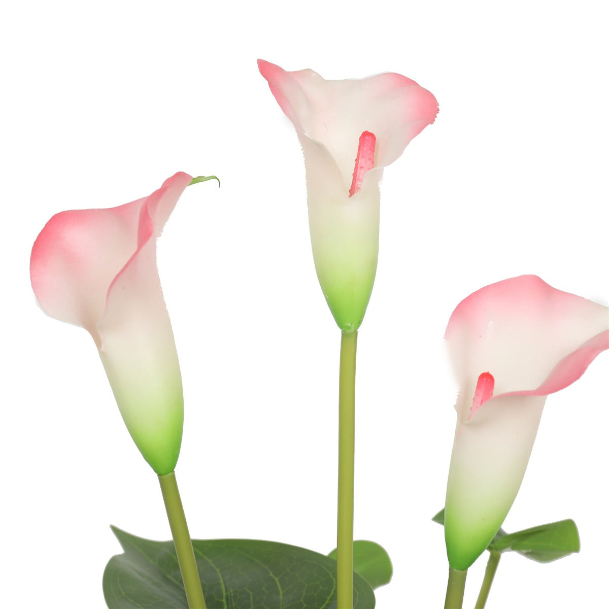 Artificial Flowering White & Pink Peace Lily / Calla Lily Plant 50cm V77-1128564
