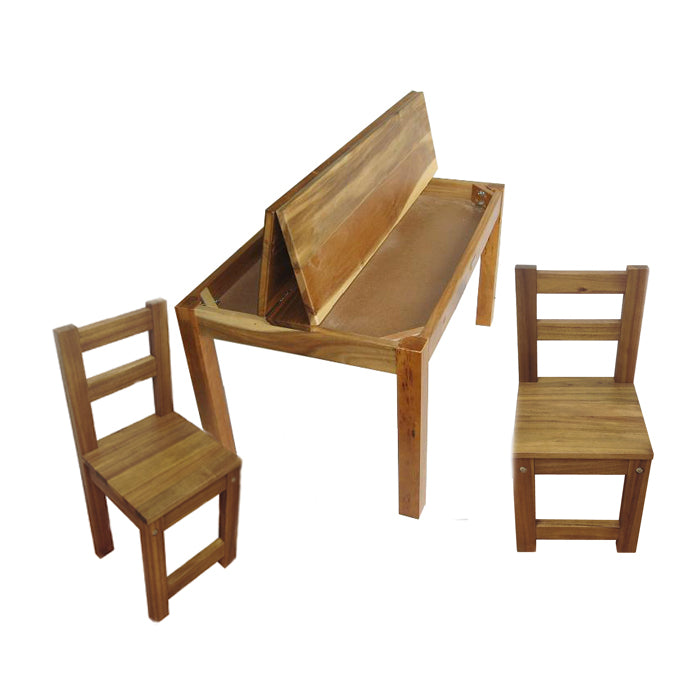Hardwood study desk and 2 standard chairs V59-129042