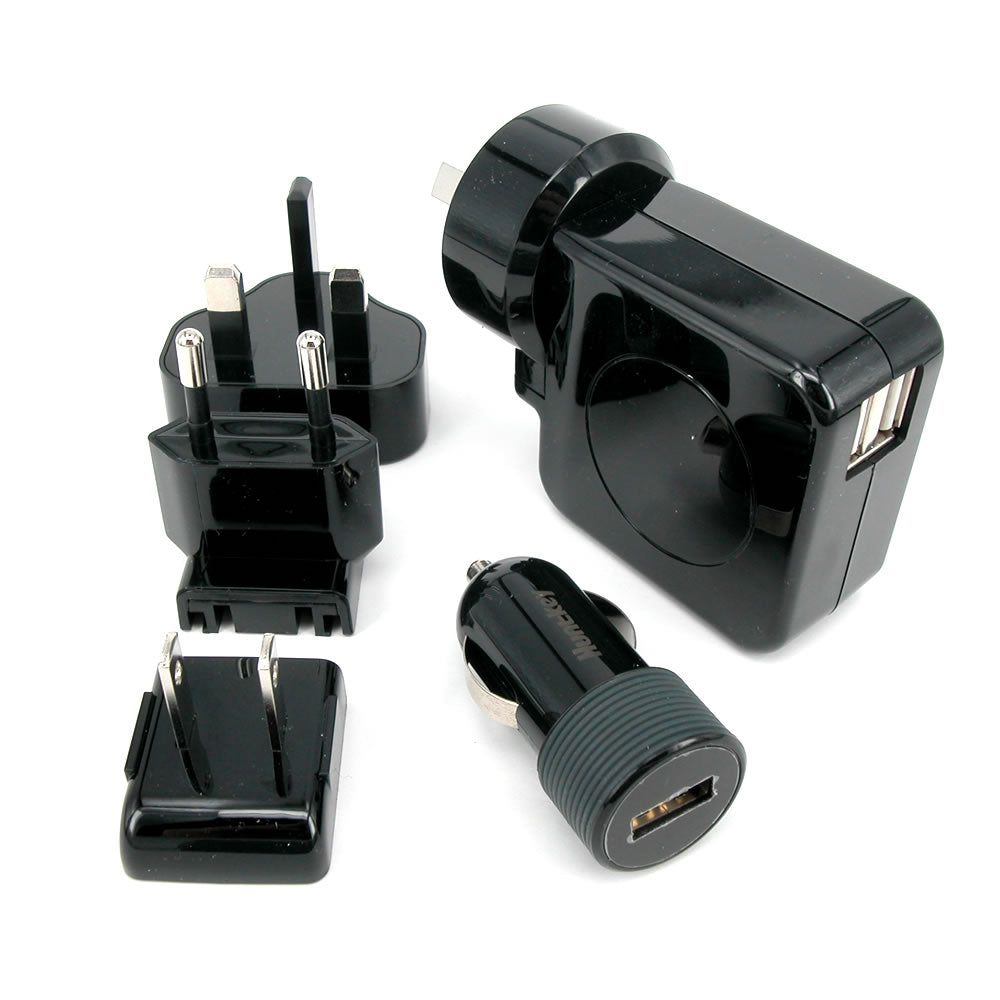Huntkey TravelMate Multi Plugs USB Wall Charger Adapter 4.2 A US UK EU AU Plugs with Car Charger (D204) V28-D204