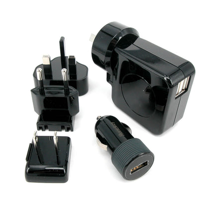 Huntkey TravelMate Multi Plugs USB Wall Charger Adapter 4.2 A US UK EU AU Plugs with Car Charger (D204) V28-D204