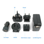 Huntkey TravelMate Multi Plugs USB Wall Charger Adapter 4.2 A US UK EU AU Plugs with Car Charger (D204) V28-D204
