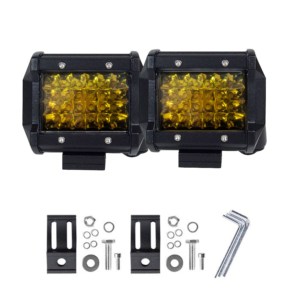 2x 4 inch Spot LED Work Light Bar Philips Quad Row 4WD Fog Amber Reverse Driving V94-4X4-WORK18SL4-Y*2