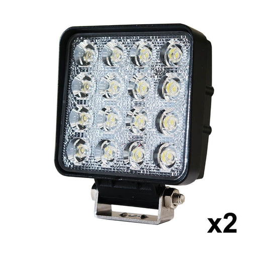 2PCS 48W LED Work Lights FLOOD Lamp Off Road 12V 24V Boat Camping Fishing 80w V94-4X4-WORK48S-FLOODX2