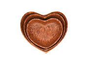 Set of 3 Coconut Wood Heart Shape Plates Natural V59-708