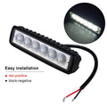 2 x 6inch 18W LED Work Light Bar Driving Lamp Flood Truck Offroad MINING UTE 4WD V94-4X4-WORK65W-181*2