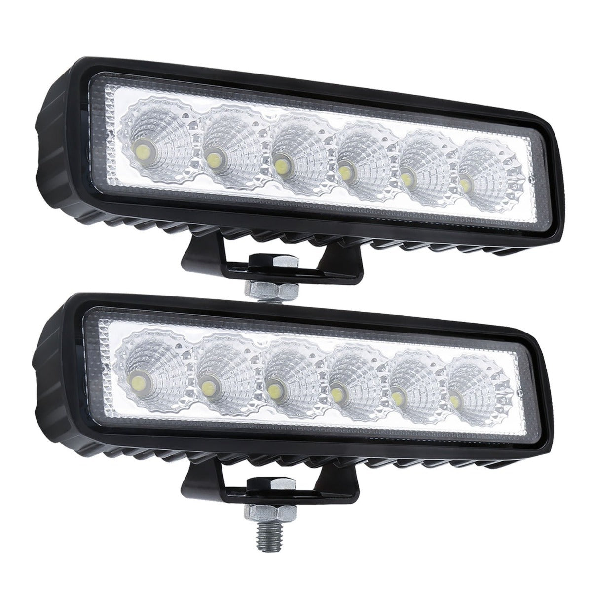 2 x 6inch 18W LED Work Light Bar Driving Lamp Flood Truck Offroad MINING UTE 4WD V94-4X4-WORK65W-181*2