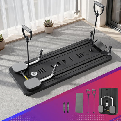 Everfit Pilates Board Foldable Reformer Multi Functional Exercise Trainer Black ABD-BOARD-4IN1-BK