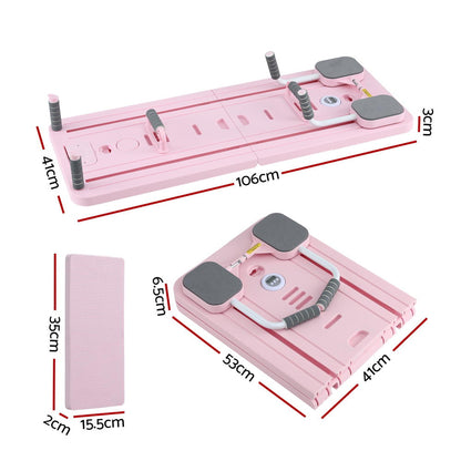 Everfit Pilates Board Foldable Reformer Multi Functional Exercise Trainer Pink ABD-BOARD-4IN1-PK