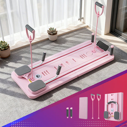 Everfit Pilates Board Foldable Reformer Multi Functional Exercise Trainer Pink ABD-BOARD-4IN1-PK