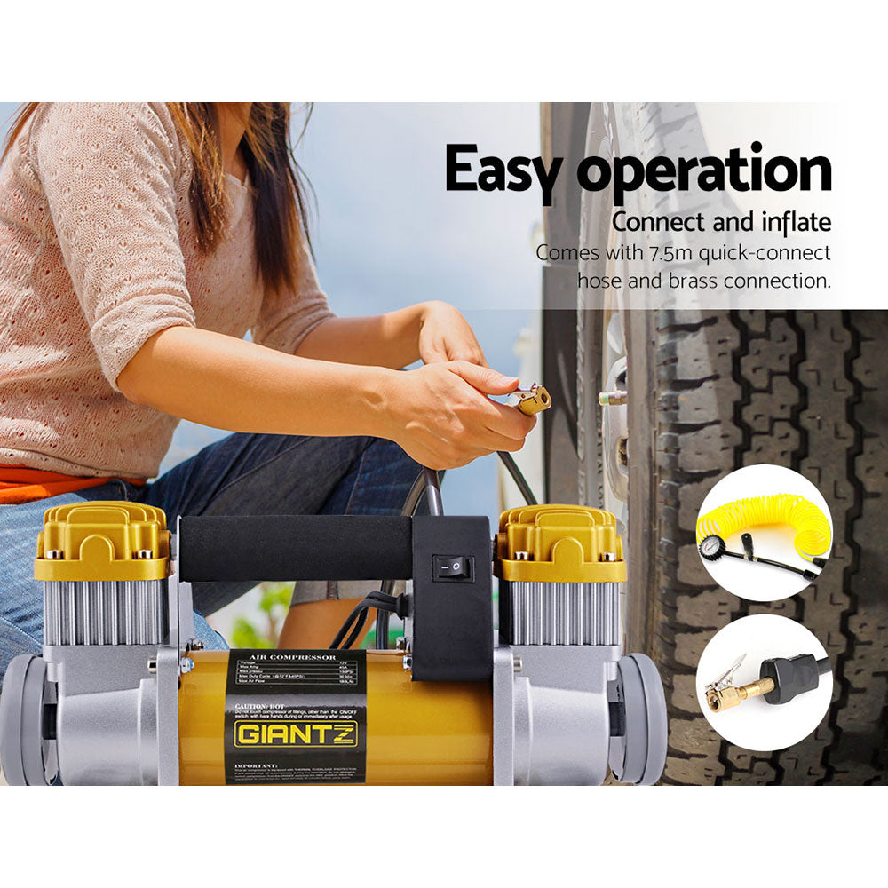 Giantz Air Compressor 12V 4x4 Tyre 200L/MIN Deflator Inflator Car Truck Portable AC-200L-GD