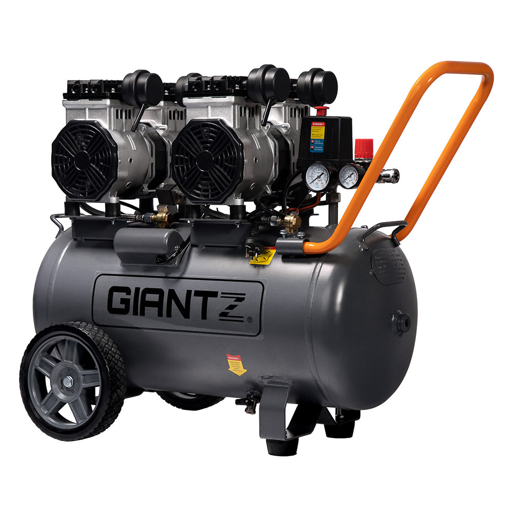 Giantz 50L Air Compressor 200L/min 3.0HP Oil-Free Quiet Electric Portable Air Inflator AC-200L-XL-GY
