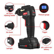 Giantz Cordless Tyre Inflator Portable Air Compressor Pump 20V 120PSI Digital LED AC-20V-BK
