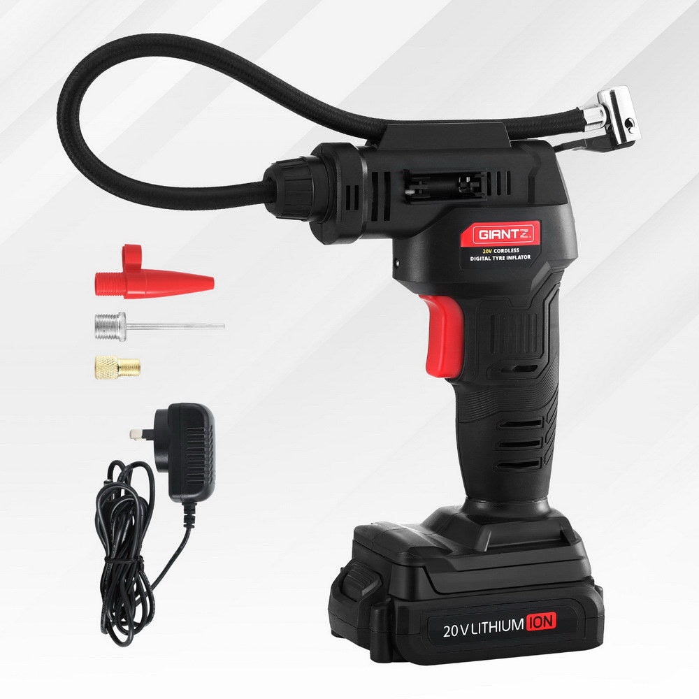 Giantz Cordless Tyre Inflator Portable Air Compressor Pump 20V 120PSI Digital LED AC-20V-BK