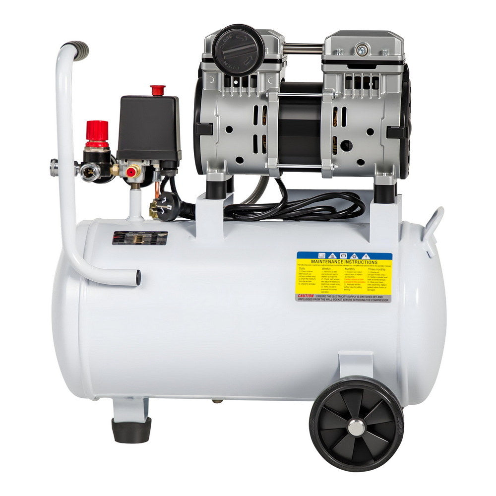 Giantz 24L Air Compressor Quiet 0.75HP Oil-Free Portable Tyre Inflator 40L/Min AC-24L-N-XL-WHT