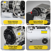 Giantz 24L Air Compressor Quiet 0.75HP Oil-Free Portable Tyre Inflator 40L/Min AC-24L-N-XL-WHT