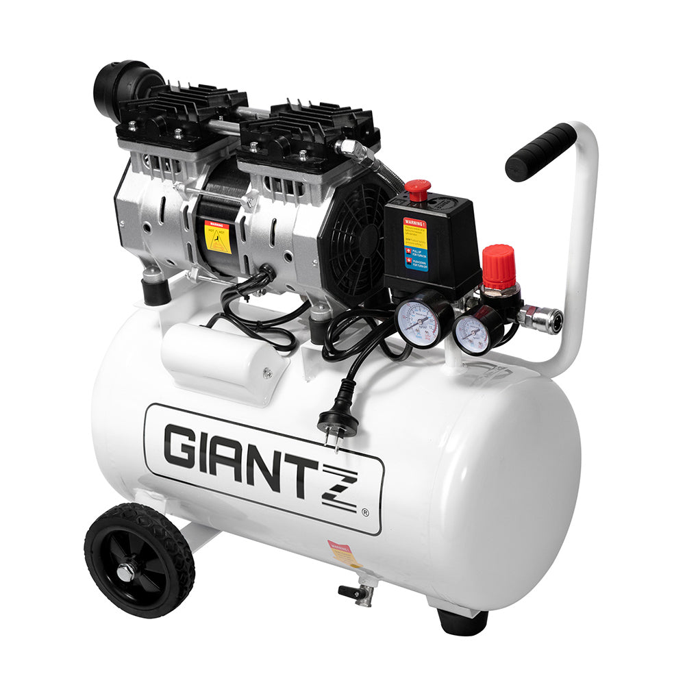 Giantz 24L Air Compressor 40 L/min 115psi Oil-Free Electric Portable Inflator AC-40L-XL-WHT