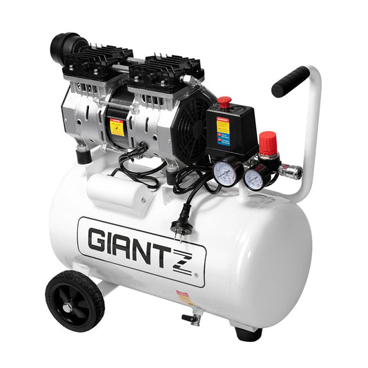 Giantz 24L Air Compressor 40 L/min 115psi Oil-Free Electric Portable Inflator AC-40L-XL-WHT