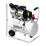 Giantz 24L Air Compressor 40 L/min 115psi Oil-Free Electric Portable Inflator AC-40L-XL-WHT