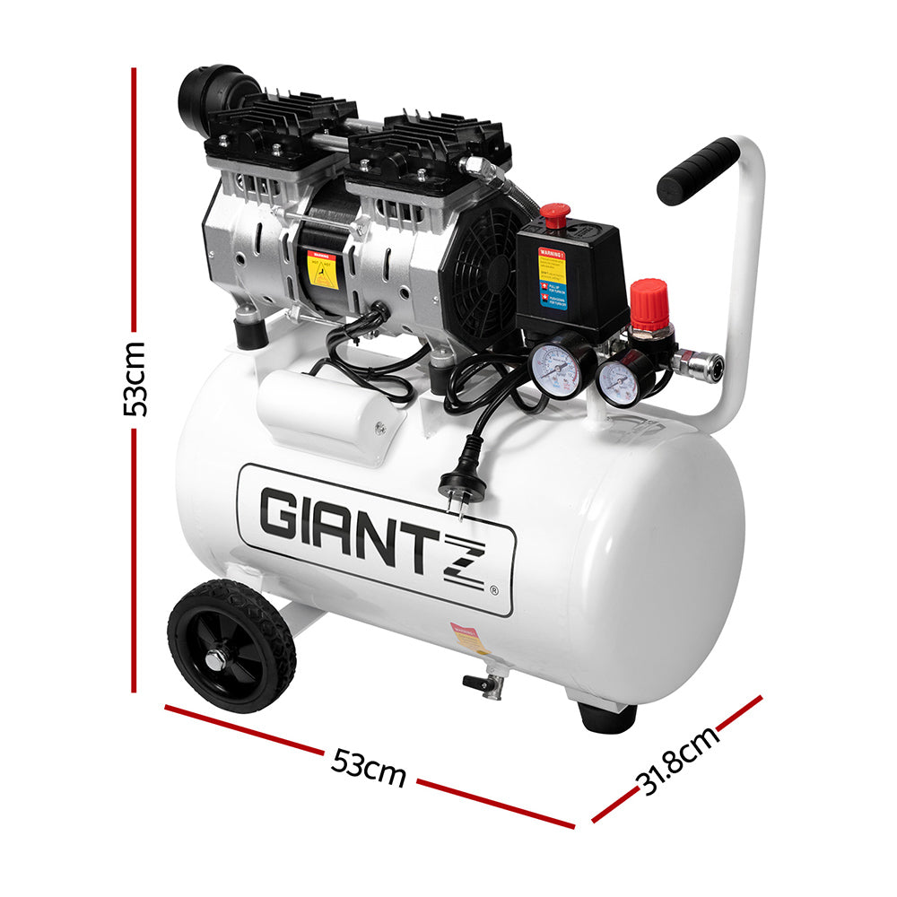Giantz 24L Air Compressor 40 L/min 115psi Oil-Free Electric Portable Inflator AC-40L-XL-WHT