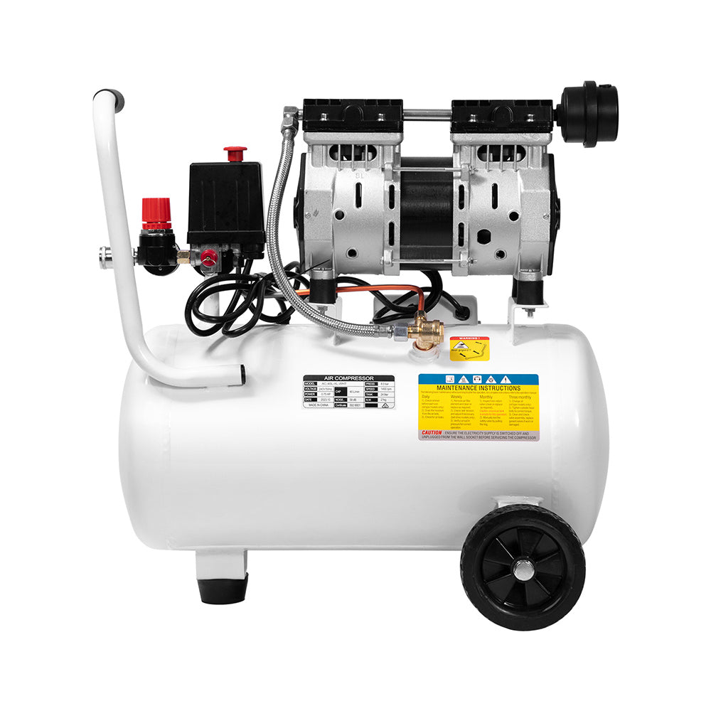 Giantz 24L Air Compressor 40 L/min 115psi Oil-Free Electric Portable Inflator AC-40L-XL-WHT