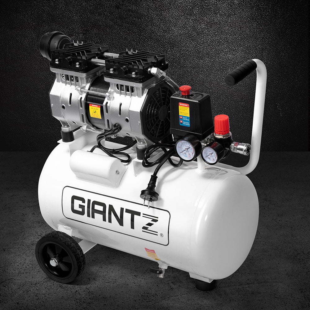Giantz 24L Air Compressor 40 L/min 115psi Oil-Free Electric Portable Inflator AC-40L-XL-WHT